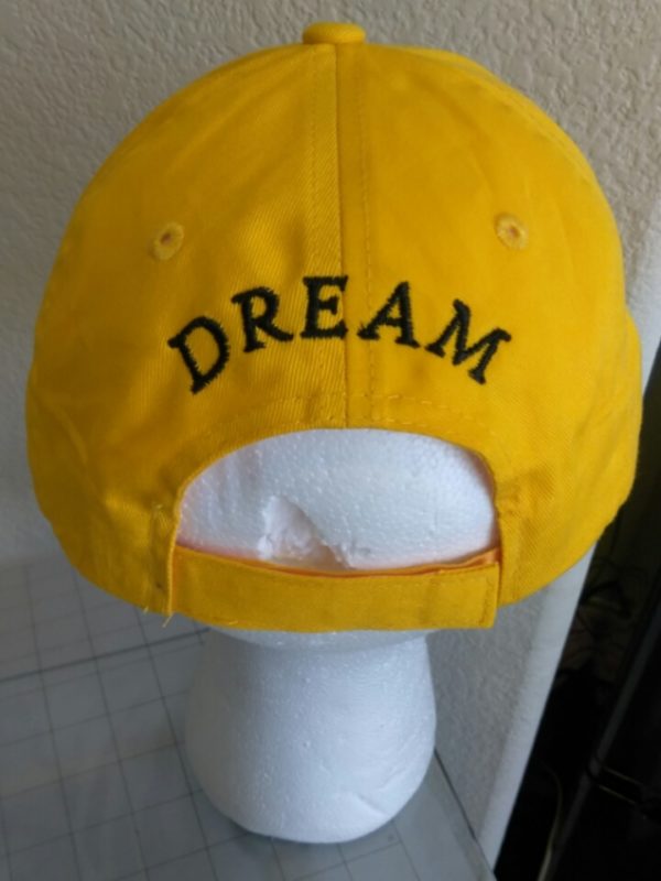 Embroidered name on back of Gold Hat