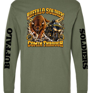 Military Green Buffalo Soldiers Comin Through 2 cotton
